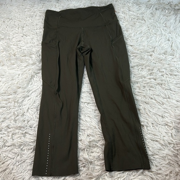 Lululemon Fast & Free Crop II *Nulux 19" Dark Olive - Picture 1 of 6